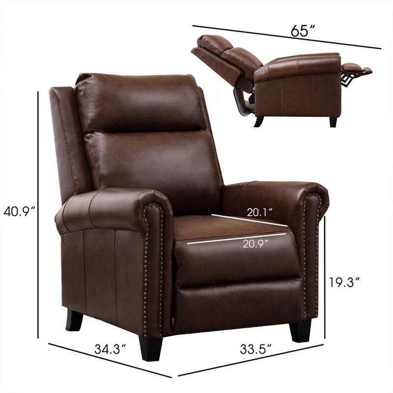 Genuine Leather Adjustable Single Sofa with Comfortable Arms and Back for Living Room