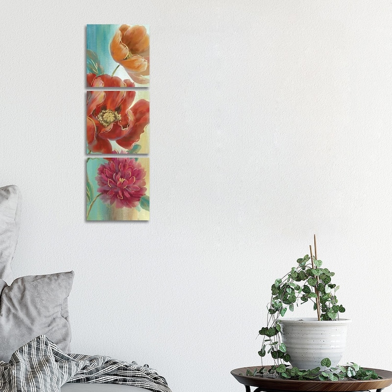 iCanvas "Poppy Panel Red I" by Nan 3-Piece Canvas Wall Art Set - 36x12x1.5
