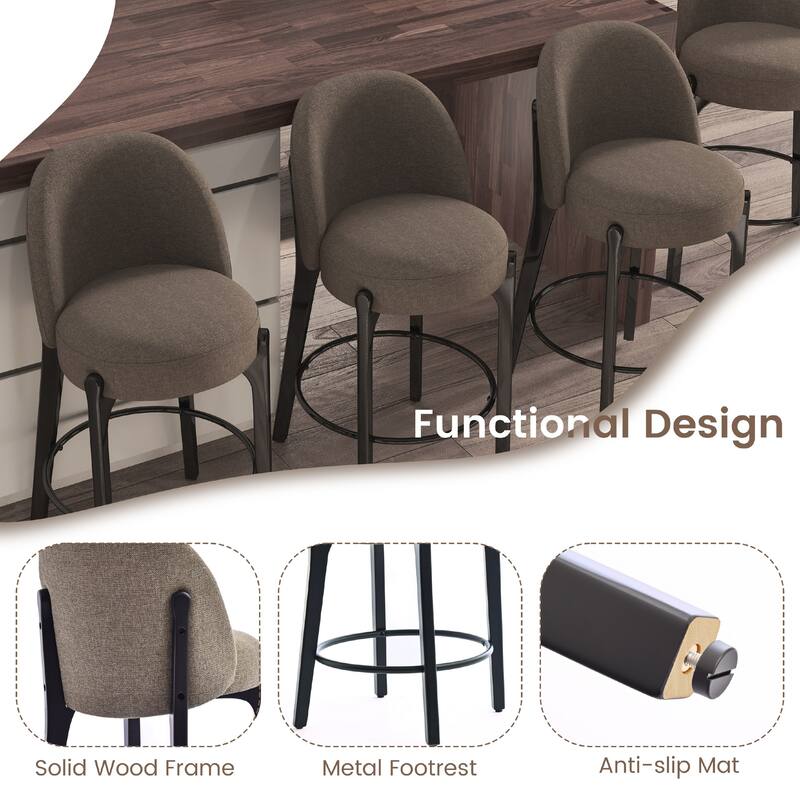set of 4 Upholstered Counter Height Bar Stools
