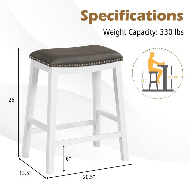 Gymax 4PCS 26'' Upholstered Counter Height Bar Stool PVC Leather