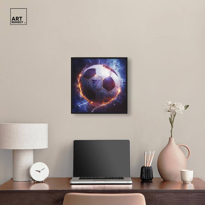 Electrify Soccer Ball Canvas by Art Remedy