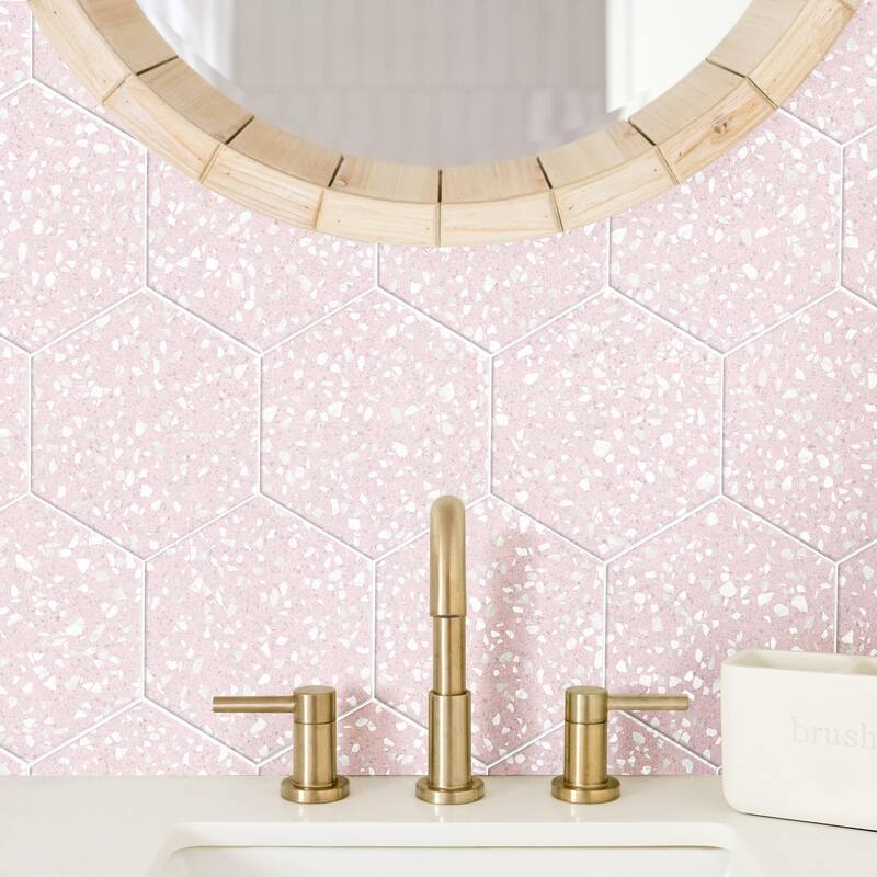 Merola Tile Venice Hex Pink 8-5/8" x 9-7/8" Porcelain Floor and Wall Tile - Sample swatch