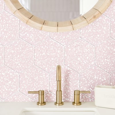 Merola Tile Venice Hex Pink 8-5/8" x 9-7/8" Porcelain Floor and Wall Tile