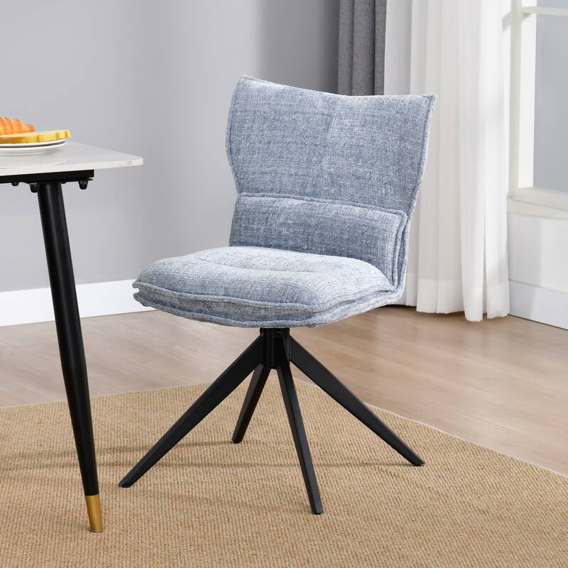 Modern Upholstered Swivel Dining Chairs Accent Side Chairs with Metal Legs - Single - Light Blue