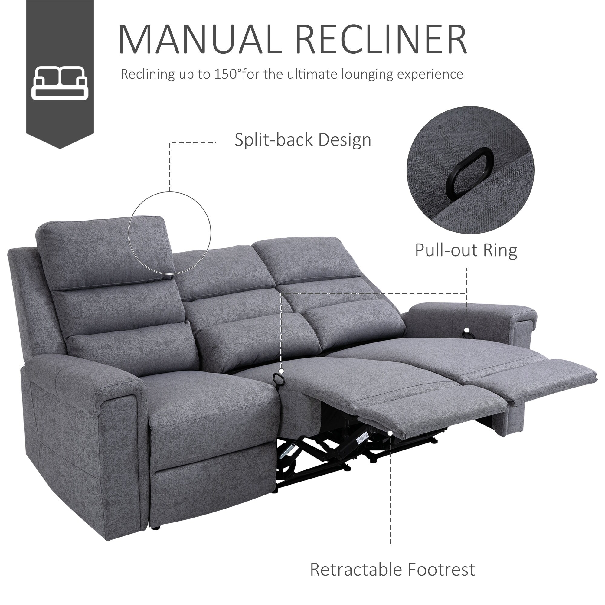 3 seater recliner sofa size