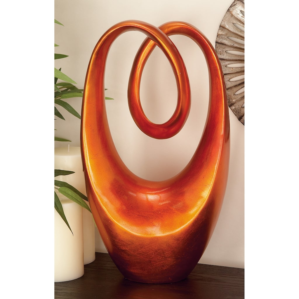 Artistic Polystone Swirl Abstract Sculpture - Orange or Red