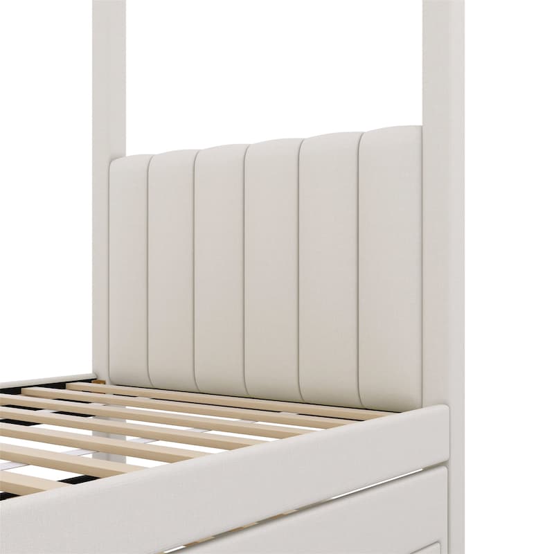 Twin Size Upholstery Canopy Platform Bed