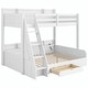 preview thumbnail 3 of 8, Twin over Full Bunk Bed with Storage Shelves, LED, Charging Station and a Drawer White