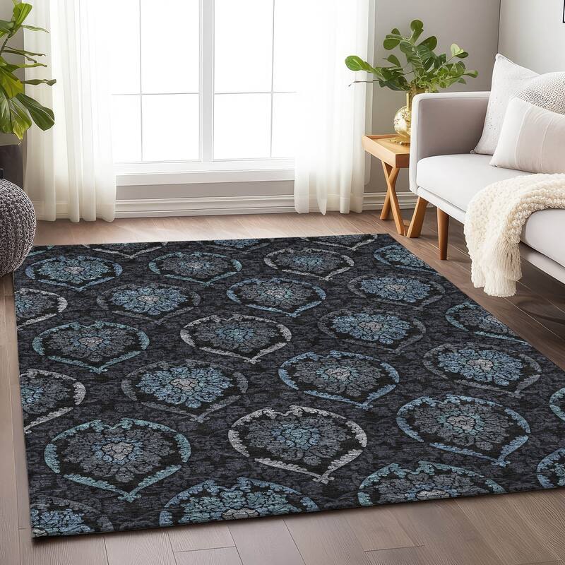 Premium Washable Super Soft Damask Glam Mayfield Rug