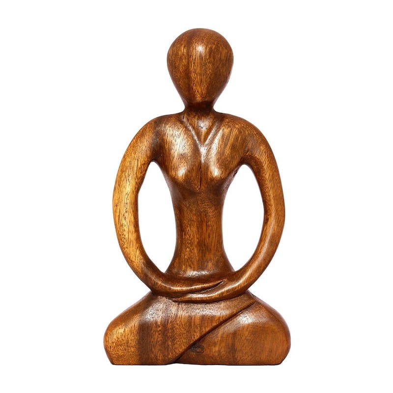 12" Wooden Handmade Abstract Yoga Sculpture Statue Handcrafted "Tranquility" Gift Home Decor Figurine Decoration Hand Carved