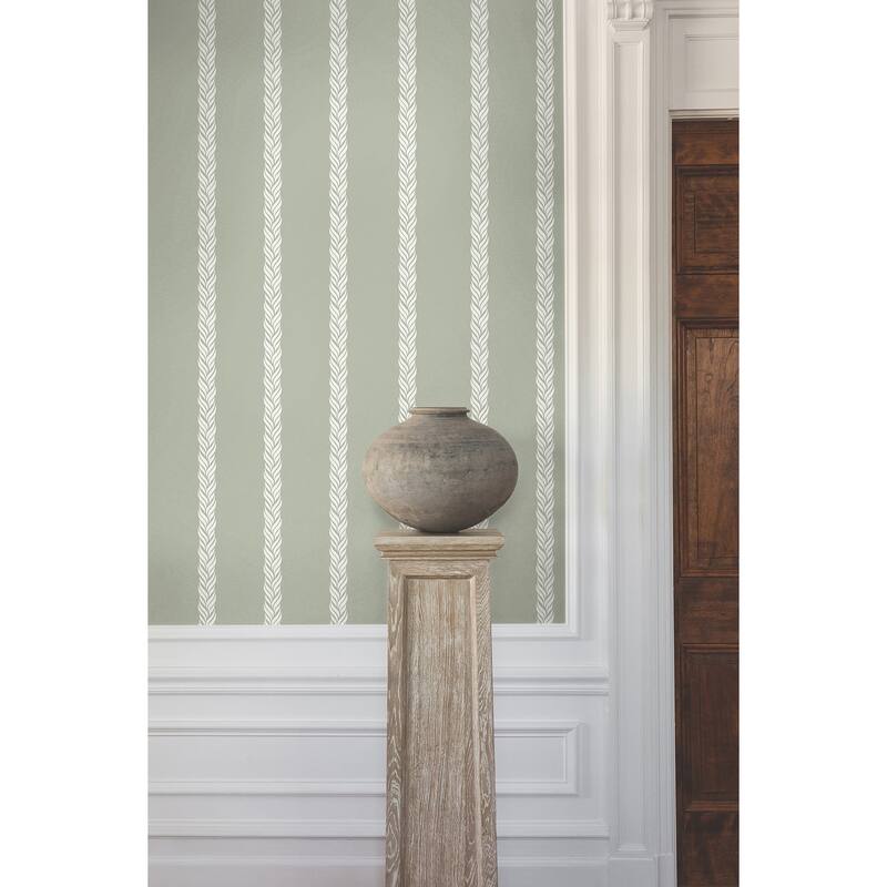 Ronald Redding Braided Stripe Green Wallpaper