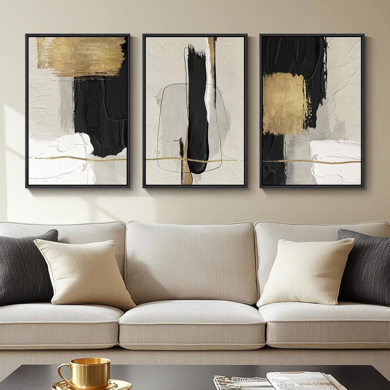 Wall Art,Modern Minimalist Gold Beige Block Pictures - 16 x 24