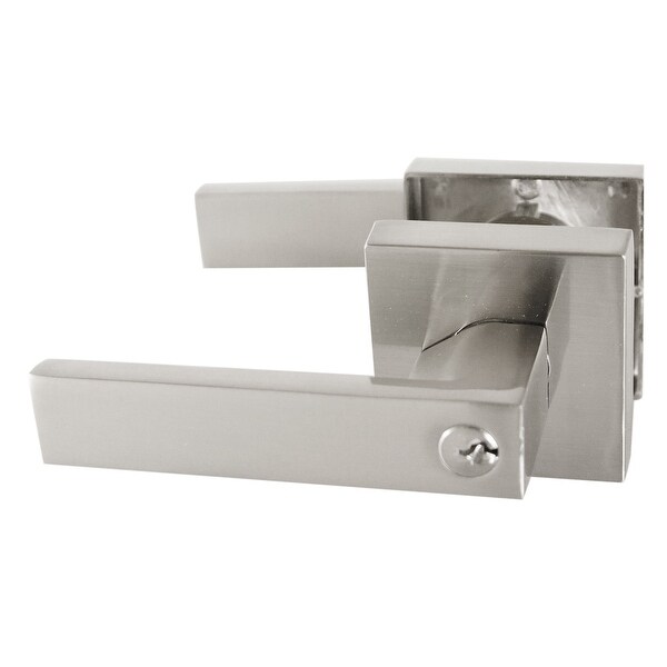 Design House 581124 Karsen Single Cylinder Keyed Entry Door Lever Set With Square Rose - Satin Nickel