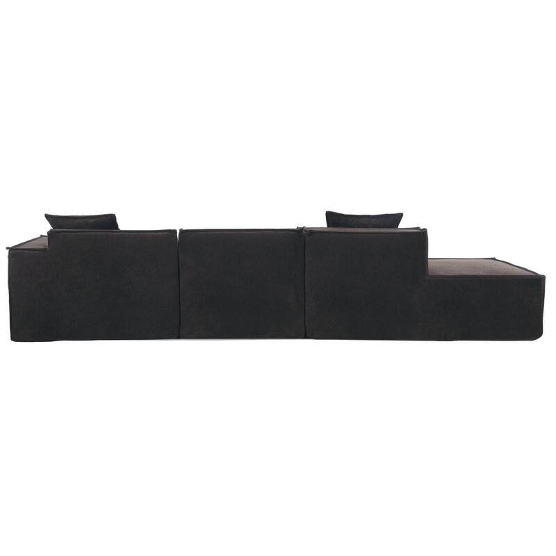 129.5'' Minimalist Modular L-Shaped 4-Seat Sofa Set with Chaise
