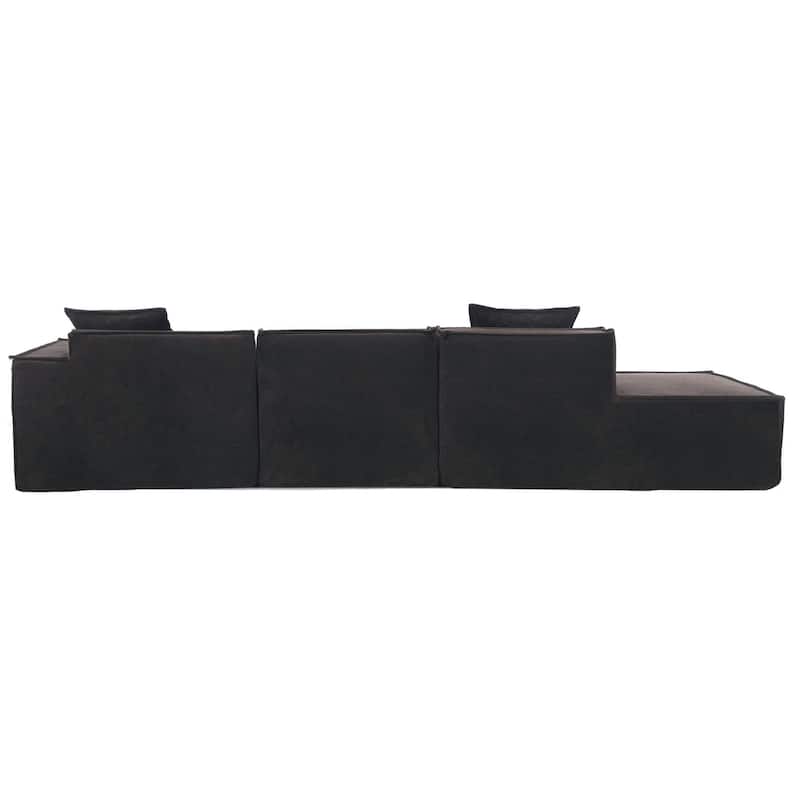 129.5'' Minimalist Modular L-Shaped 4 Seater Sectional Sofa Set with Chaise, Versatile Free-Combination Design