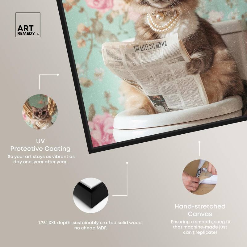 Ornate Kitty Toilet Time Canvas by Art Remedy