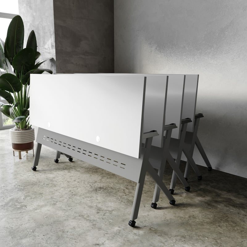 Commercial Nesting Flip Training Table with Steel Frame and Y-Legs - 23.5"W x 72"D x 30"H
