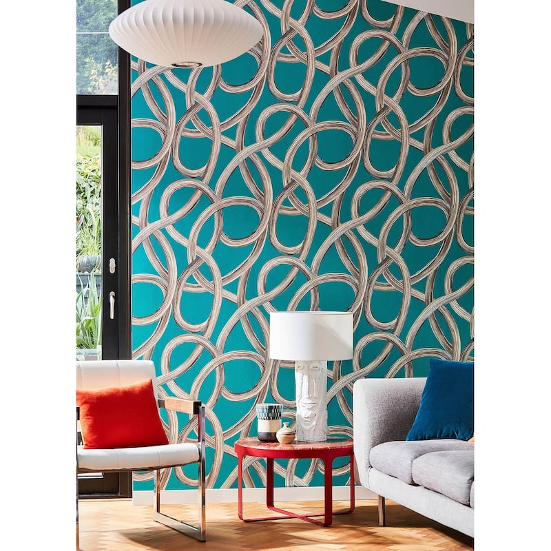 Calix Turquoise Twisted Geo Wallpaper