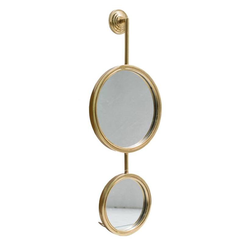 2-Tiered Round Metal Framed Wall Mirror - 28.5" - Gold