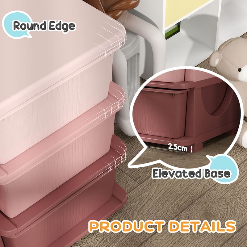 Qaba Kids Storage Unit Dresser Tower with Drawers 3 Tier Chest Toy Organizer for Bedroom Kindergarten for Boys Girls Toddlers