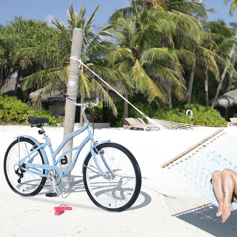 26"Inch Beach Cruiser Bike Outdoor Bikes Unisex Bikes Leisure Bikes - Light Blue
