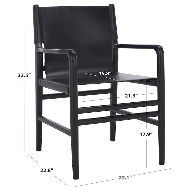 SAFAVIEH Couture Cassaphina Solid Wood Arm Chair, Fully Assembled - 22"W x 23"D x 34"H