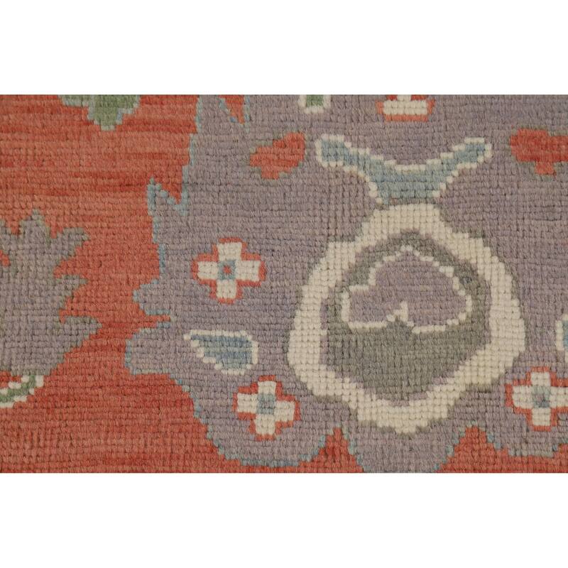 Hand Knotted Oriental 100% Wool Carpet Transitional All-Over Oranges & Rust Oushak Area Rug - 8' 10'' X 6' 1''
