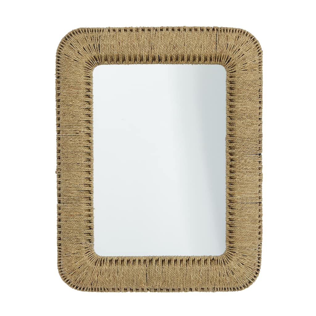 Rattan Room Wall Mirror - Brown - Roche River Decor