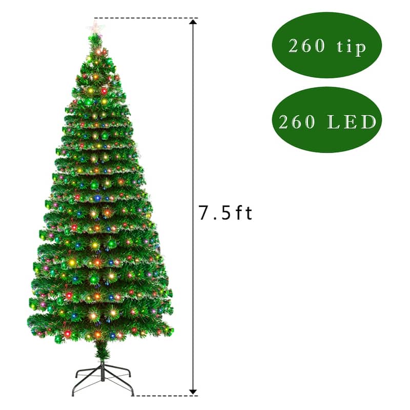 7.5FT Artificial Christmas Tree with 260 LED Lamps & 260 Branches