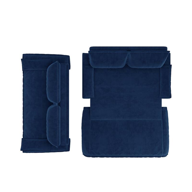 GDFStudio - Velvet 73.2" 3-in-1 Convertible Pull Out Sofa Bed