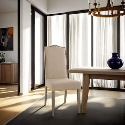 Upholstered Dining Chair with Tapered Legs - 41.5" - Weathered Gray