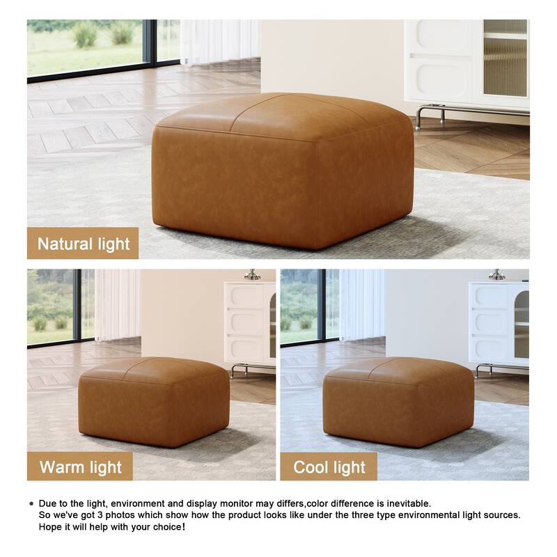 Elliot 22"/ 35"/ 43" W Modern Rectangular Genuine Leather Ottoman
