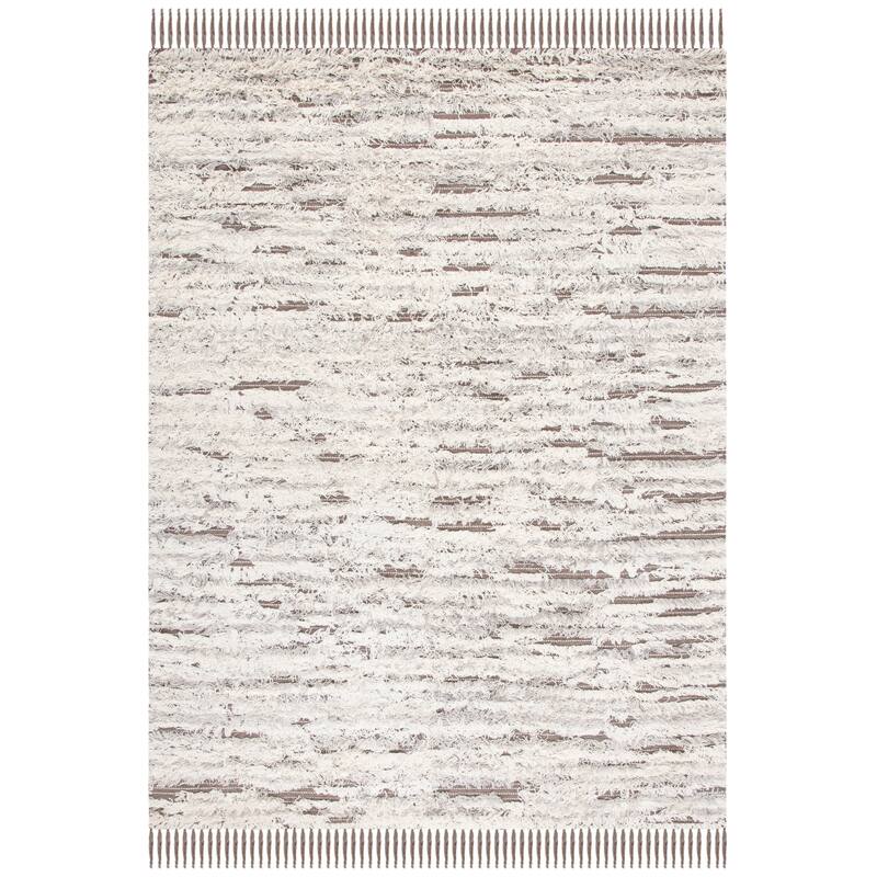 SAFAVIEH Handmade Casablanca Irek Shag Wool Rug - 8' x 10' - Natural/Ivory