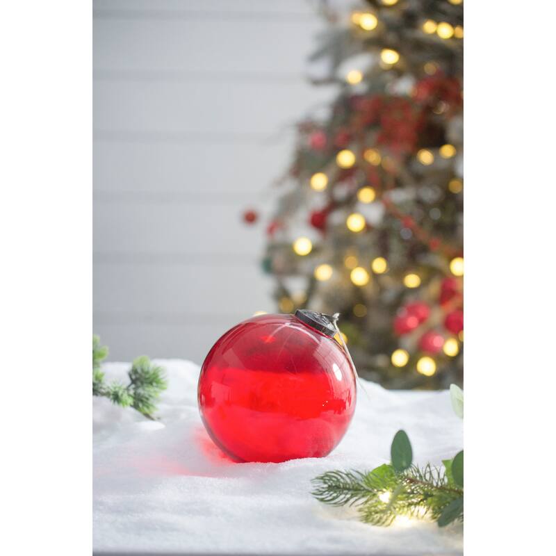 6" Red Glass Ornament, Decorative Hanging Ball Christmas Tree Ornaments for Holiday Party Decorations, Set of 3