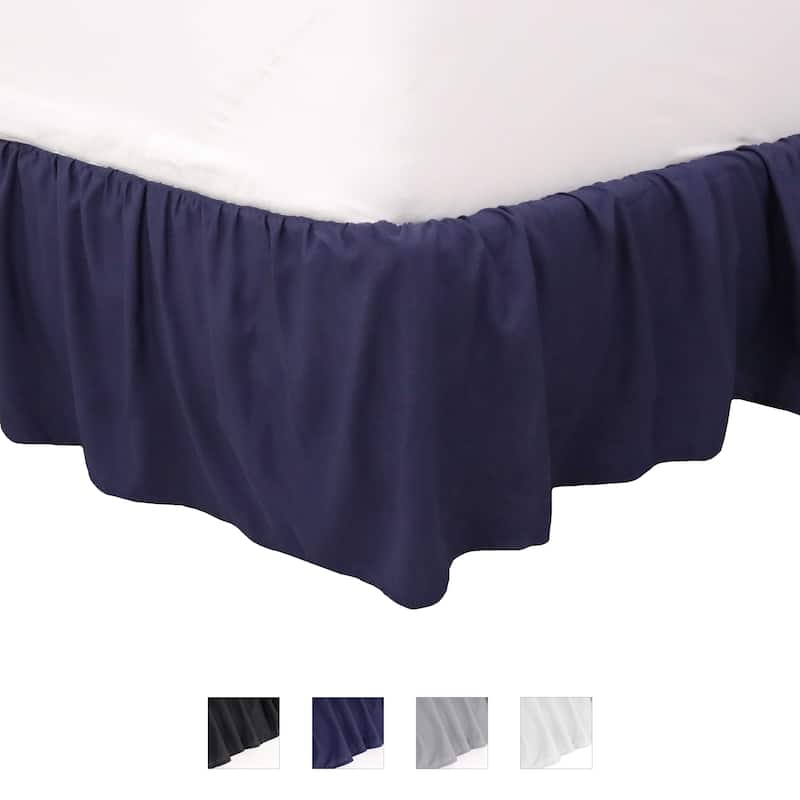 Martex 100% Microfiber Dust Ruffle Hotel Quality 16" Drop Bed Skirt - Full - Navy
