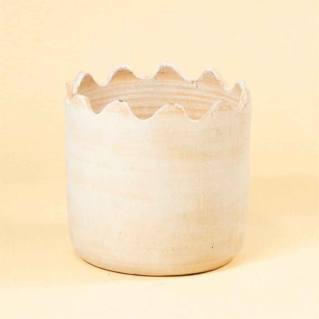 Lg Wave Pot White Ivory 12"x12"x11.75" - White Ivory - White Ivory
