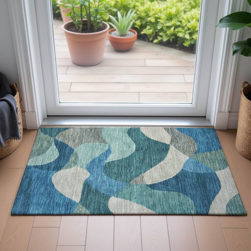 Machine Washable Indoor/Outdoor Modern Century Chantille Rug