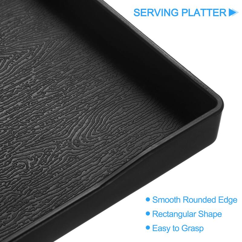 10" x 13.4" Small Black Mini Tray Plastic Rectangular Wooden Serving Trays Black