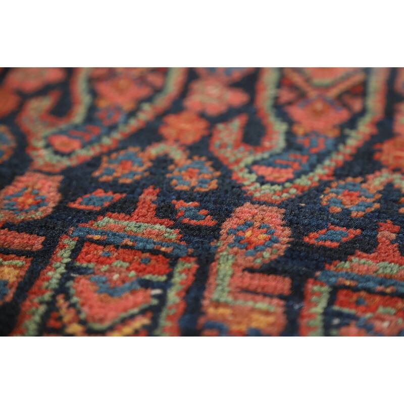 Hand Knotted Oriental 100% Wool Carpet Traditional All-Over Navy Blue & Blues Bidjar Area Rug - 17' 8'' X 6' 9''