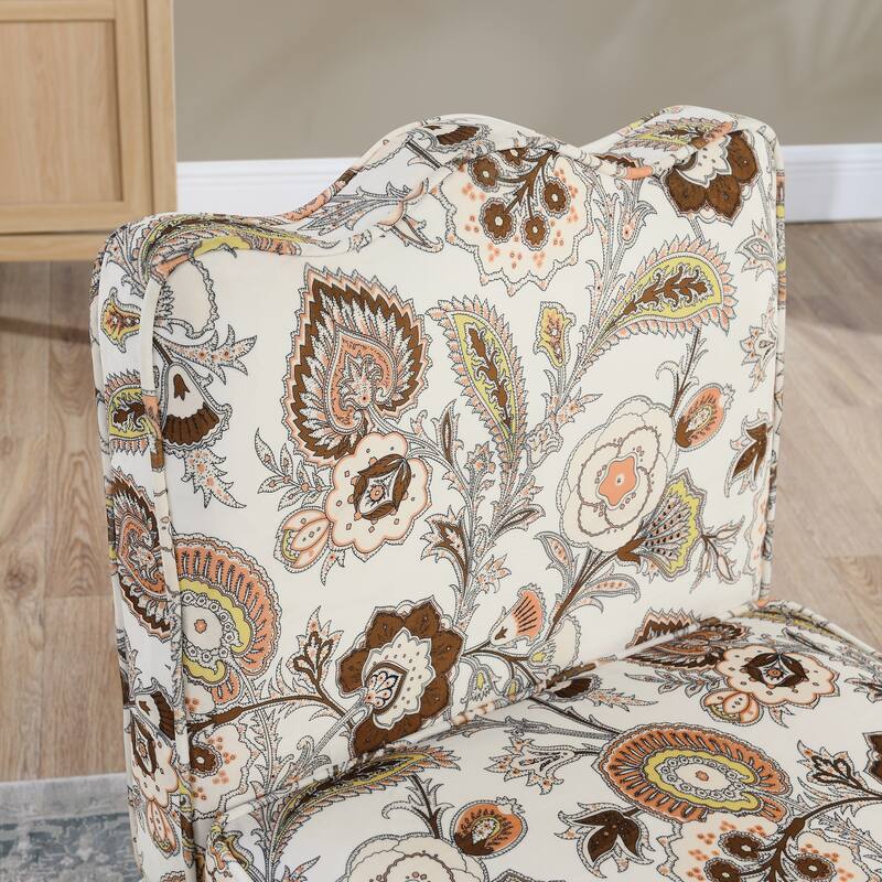 Roomfitters Floral Flannel Accent Chair with Pillow, Armless Upholstered Lounge Chair with Soft Cushion for Living Room