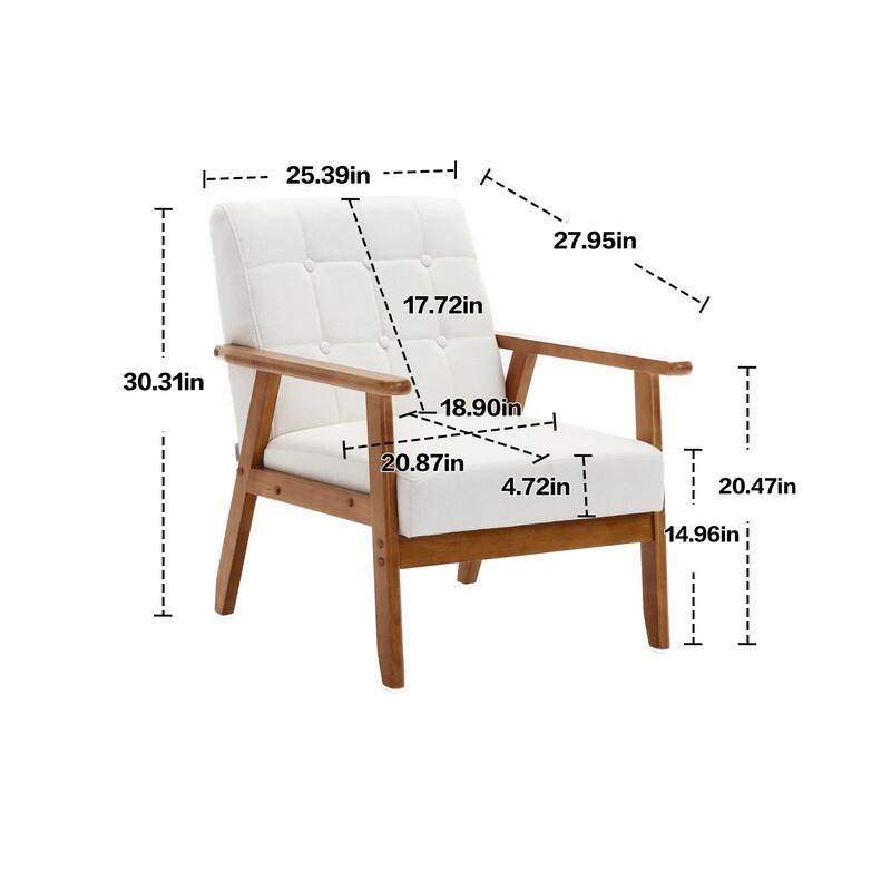 Classic Style Accent Chair with Solid Wood Arm and Leg, Living Room Lounge Chairs Bedroom 