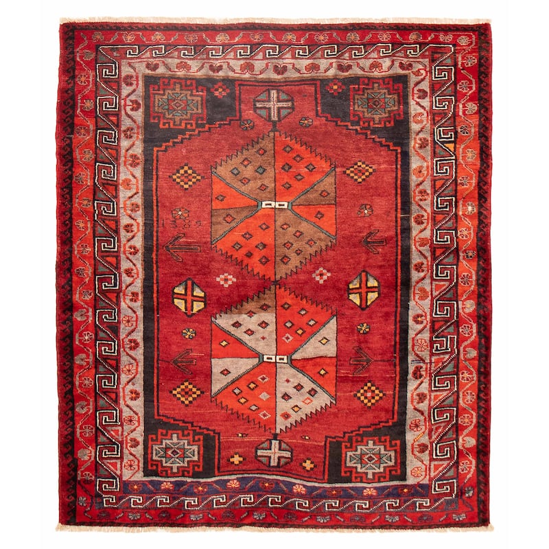 ECARPETGALLERY Hand-knotted Melis Vintage Red Wool Rug - 5'5 x 6'4 - Red - 5'5 x 6'4