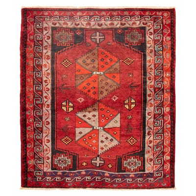 ECARPETGALLERY Hand-knotted Melis Vintage Red Wool Rug - 5'5 x 6'4