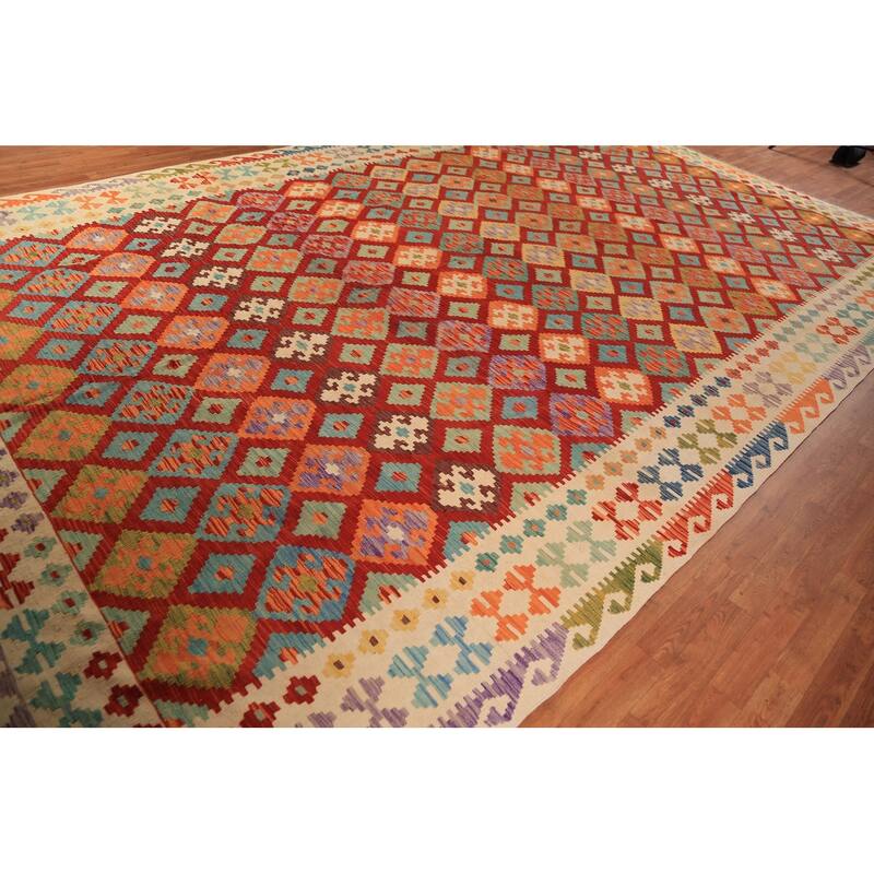 Kilim Oriental Large Rug Hand-Woven Bedroom Wool Carpet - 10'0"x 16'3"