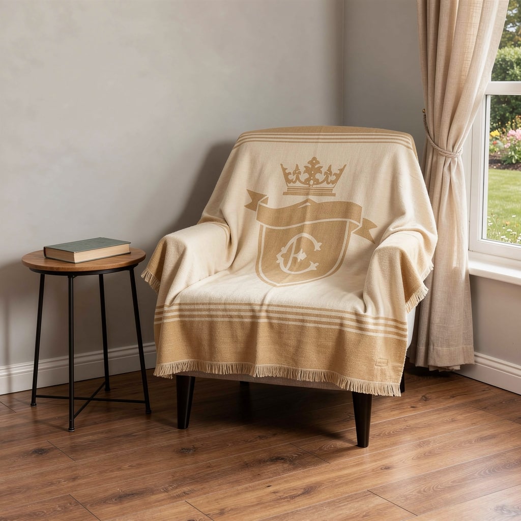 HomeRoots 54" X 74" Taupe Wool Acrylic Blend Woven Throw Blanket