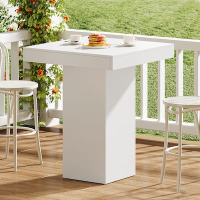 31.5 Inches White Square Bar Table for Home Bar, Kitchen - 31.5" W x 31.5" L x 39.37" H