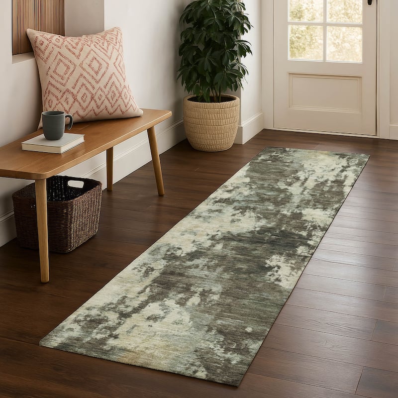 Premium Washable Super Soft Abstract Casual Mayfield Rug - Brown - 2'3" x 7'6"