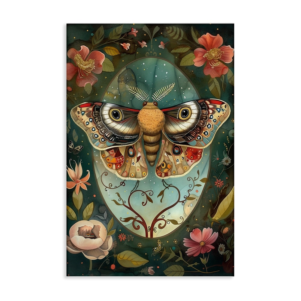 Stupell Ornate Botanicals & Moth Canvas Wall Art Design By The Dutch Lady