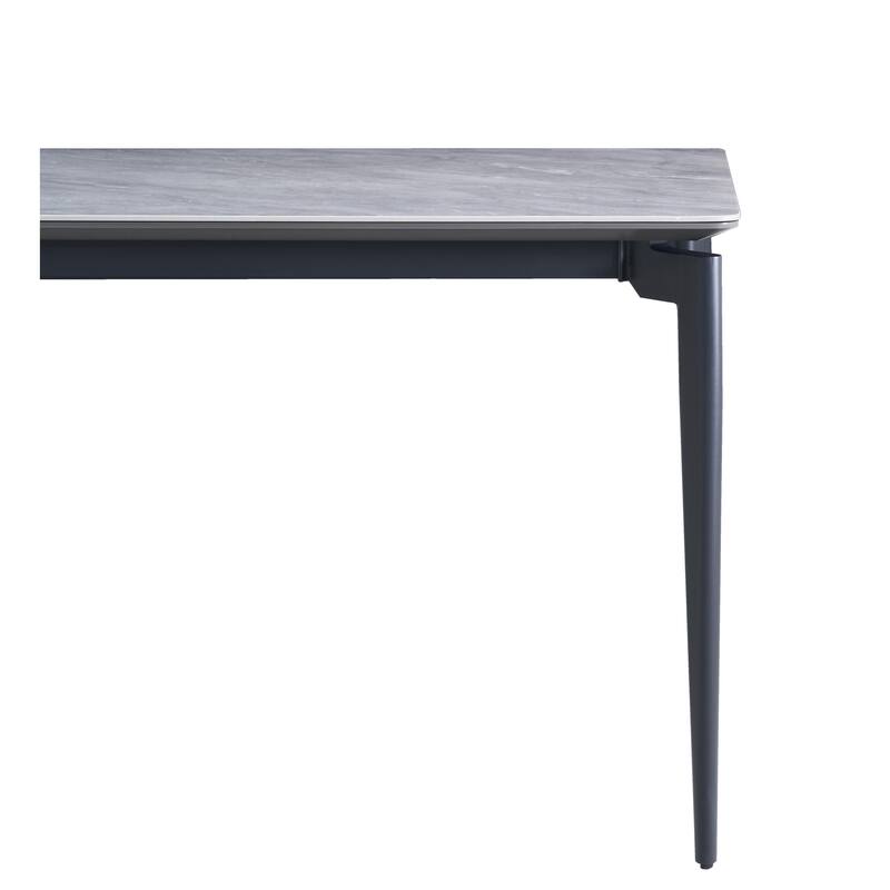 Glossy Rock Table With Legs,Sintered Stone Dining Table,Family Dining Table For 6-8 People