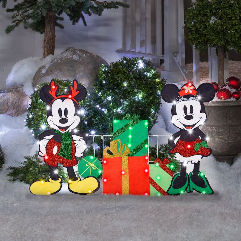 Holiday Flat-tastics-Lighted KD Mickey and Minnie w/Presents Scene-Disney